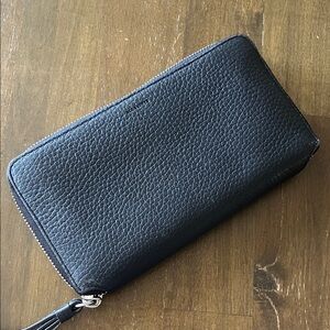 Classic Black Leather Zip Wallet - ALL SAINTS